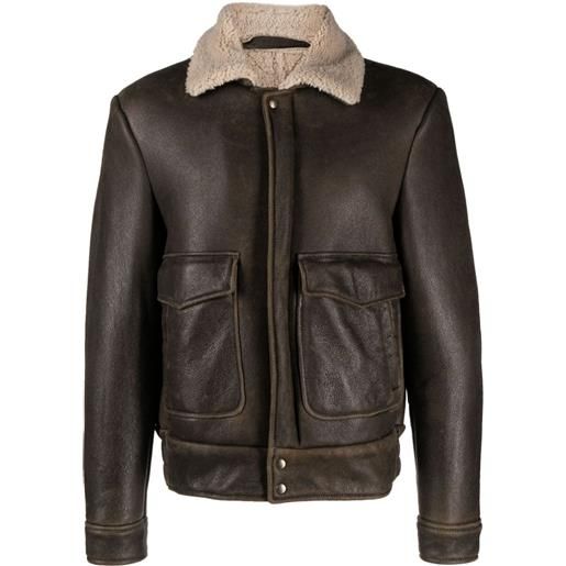 Salvatore Santoro shearling-lining leather jacket - marrone