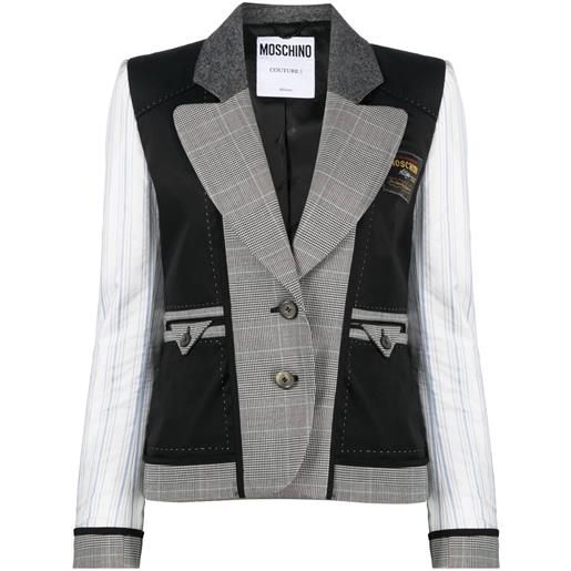 Moschino blazer monopetto con design patchwork - nero