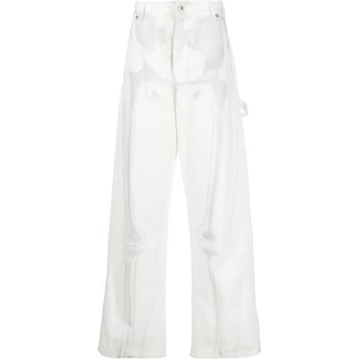Off-White jeans a gamba ampia con stampa body scan - bianco