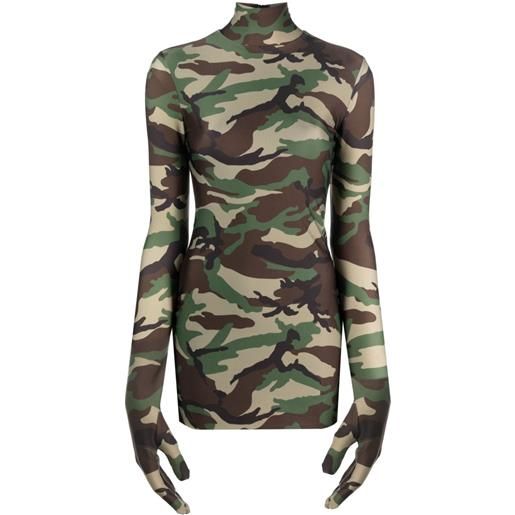 VETEMENTS abito corto con stampa camouflage - verde