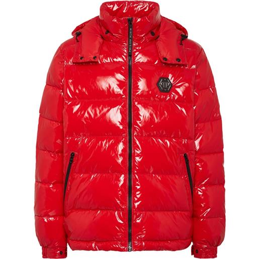 Philipp Plein piumino con placca logo hexagon - rosso