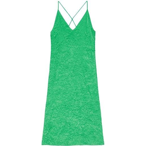 GANNI abito stile sottoveste effetto increspato - verde