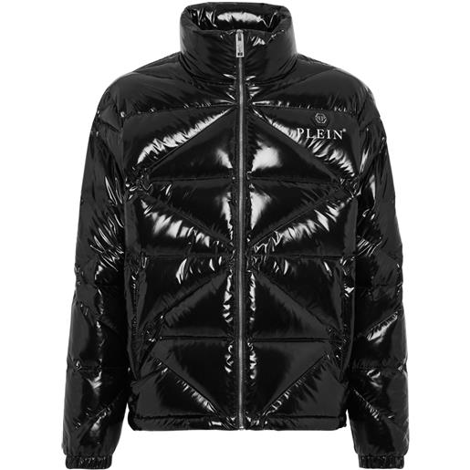 Philipp Plein piumino con placca logo - nero