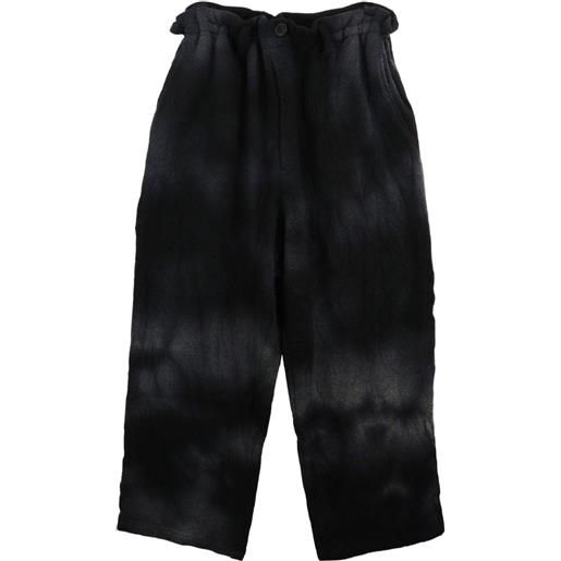 Yohji Yamamoto pantaloni sportivi con fantasia tie-dye - marrone