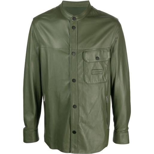 Emporio Armani giacca-camicia in pelle - verde