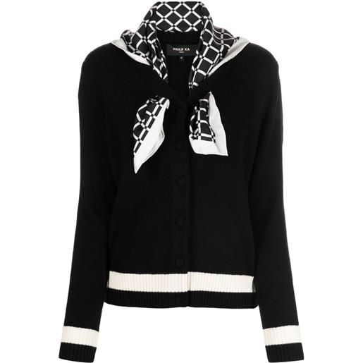 Paule Ka cardigan con dettaglio foulard - nero