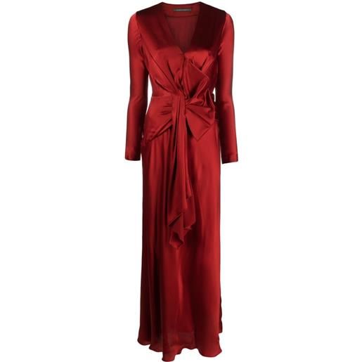 Alberta Ferretti abito con fiocco e scollo a v - rosso