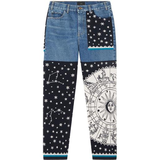 Alanui jeans patchwork astrology wheel - blu