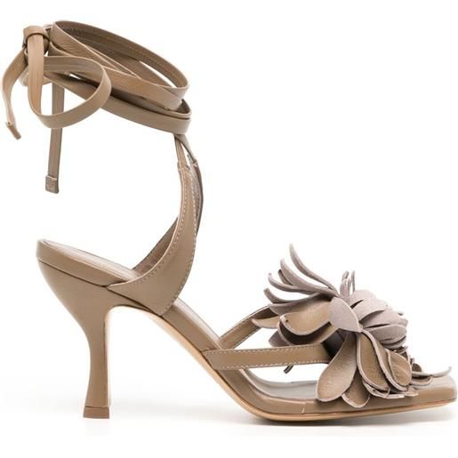Silvia Tcherassi sandali tita con applicazioni a fiori - grigio