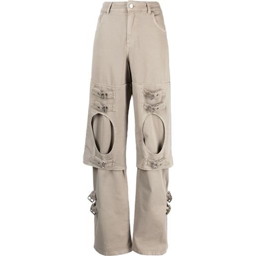 Blumarine pantaloni a gamba ampia con fibbia - grigio