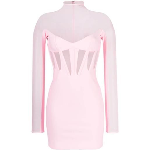 Mugler abito corto corset illusion con inserti trasparenti - rosa