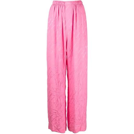 Balenciaga pantaloni a gamba ampia con logo jacquard - rosa
