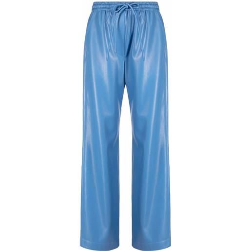 Nanushka pantaloni con coulisse in finta pelle - blu