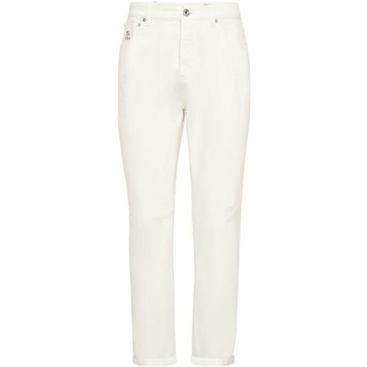 Brunello Cucinelli jeans dritti con effetto vissuto - bianco