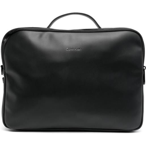 Calvin Klein borsa porta pc con logo goffrato - nero