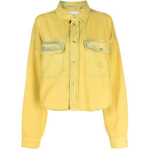 Calvin Klein camicia denim con ricamo - giallo