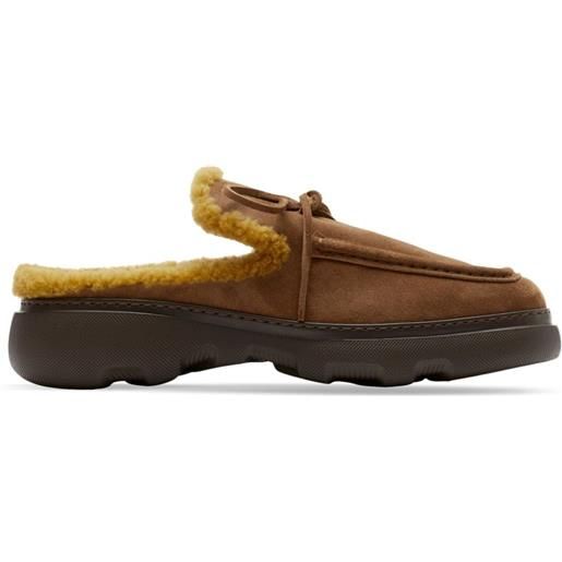 Burberry slippers con bordo di shearling - marrone