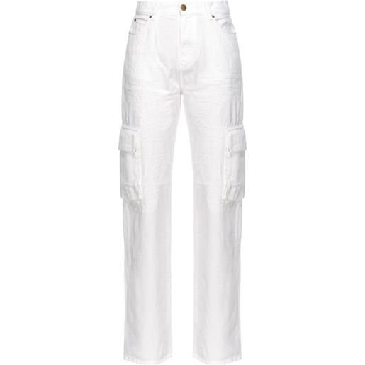 PINKO jeans cargo dritti a vita alta - bianco