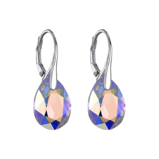 Philip Jones orecchini pendenti aurora borealis in argento sterling creati con cristalli zircondia®