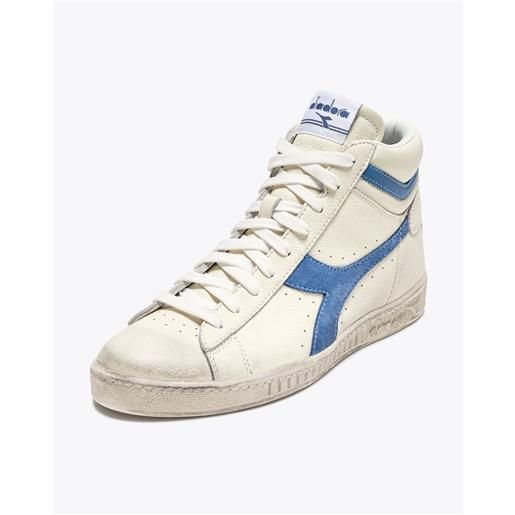 Scarpe sneakers uomo diadora game l high waxed bianco blue t2 501.180187-c3091