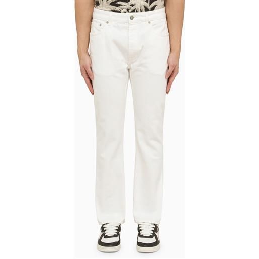 Palm Angels jeans bianco con ricamo monogram