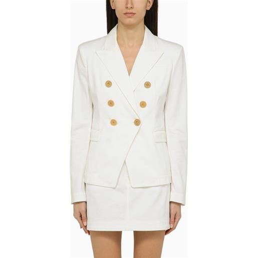 Balmain giacca doppiopetto bianca in cotone