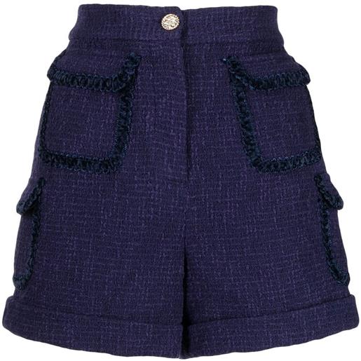 Edward Achour Paris shorts in tweed con tasche - blu