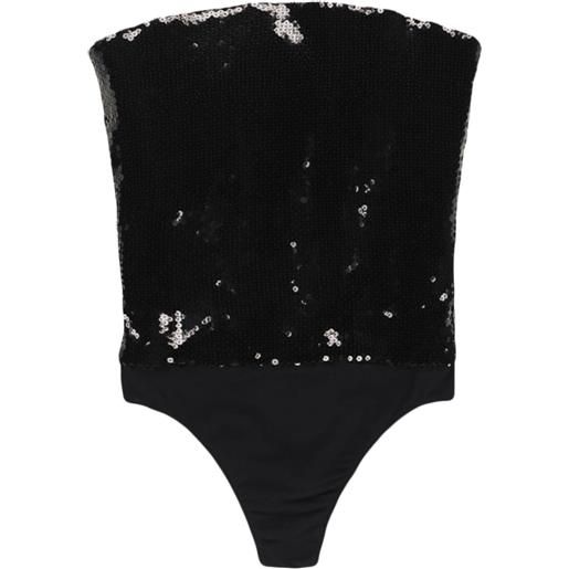 Alexandre Vauthier body smanicato con paillettes - nero