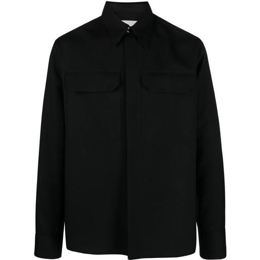 Jil Sander giacca-camicia con colletto a punta - nero