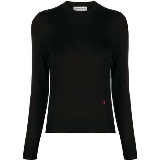 Victoria Beckham logo-embroidered merino wool jumper - nero