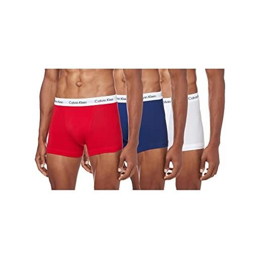 Calvin Klein 3p trunk boxer, white red ginger pyro blue, s uomo