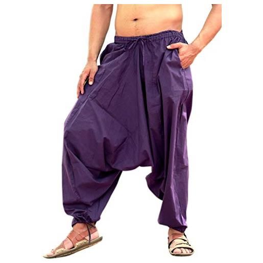 Sarjana Handicrafts - pantaloni da uomo in cotone harem genie purple large