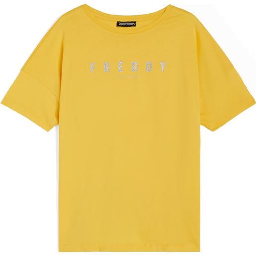 Freddy t-shirt donna comfort fit in jersey leggero con logo glitter