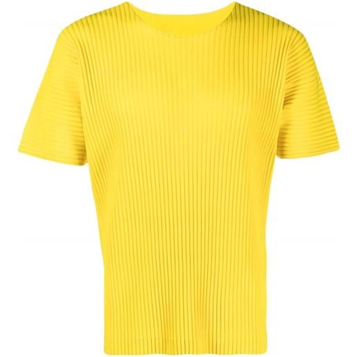 Homme Plissé Issey Miyake t-shirt girocollo plissettata - giallo