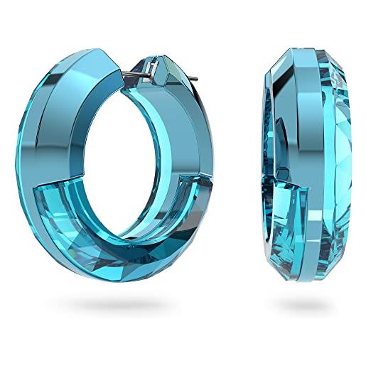 Swarovski lucent nessun tipo di metallo orecchini a cerchio, con cristalliSwarovski e chiusura in alluminio, blu