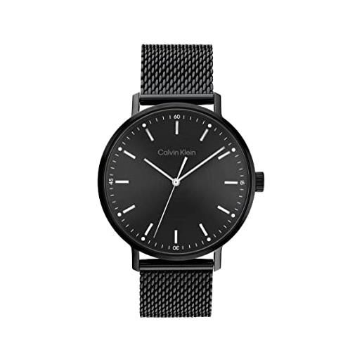Calvin Klein orologio analogico al quarzo da uomo con cinturino in maglia metallica in acciaio inossidabile nero - 25200046
