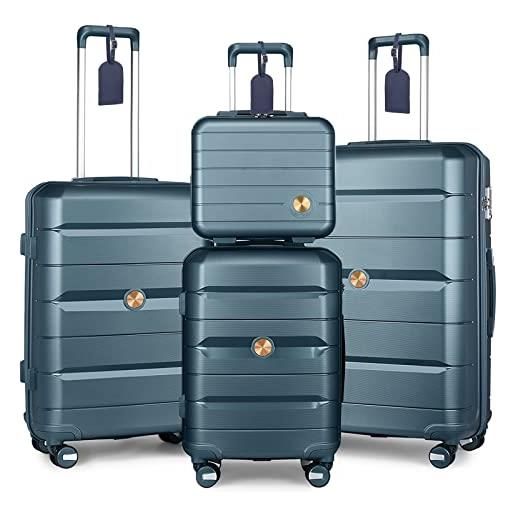 Sea choice set di 4 valigie rigide, s-m-l-xl leggero polipropilene valigia da viaggio trolley a guscio rigido con 8 ruote piroettanti con cerniera ykk blocco tsa, 55cm/65cm/76cm