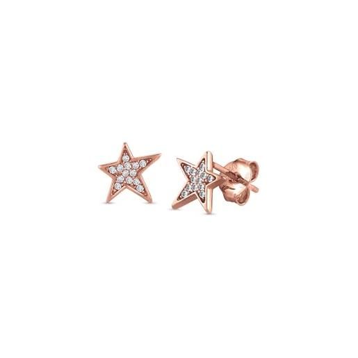 Nomination | orecchini donna collezione stella - chiusura a farfallina - argento 925 e cubic zirconia con pendente a forma di stella - made in italy (oro rosa)