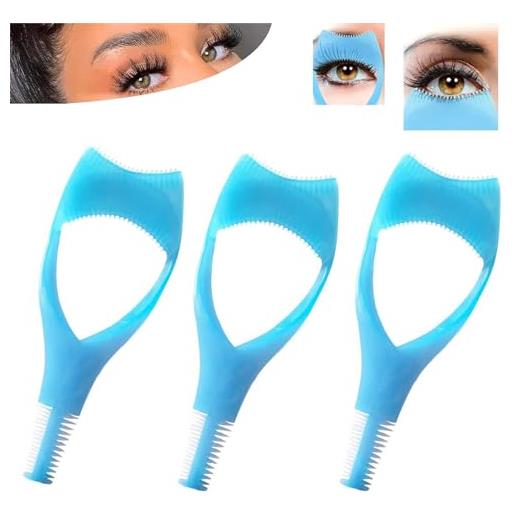 HIDRUO lash mate precision applicator, 3in1 eyelashes tools mascara shield applicator, mascara shield applicator guard, reusable lashes false lash separator applicator brush (blue)