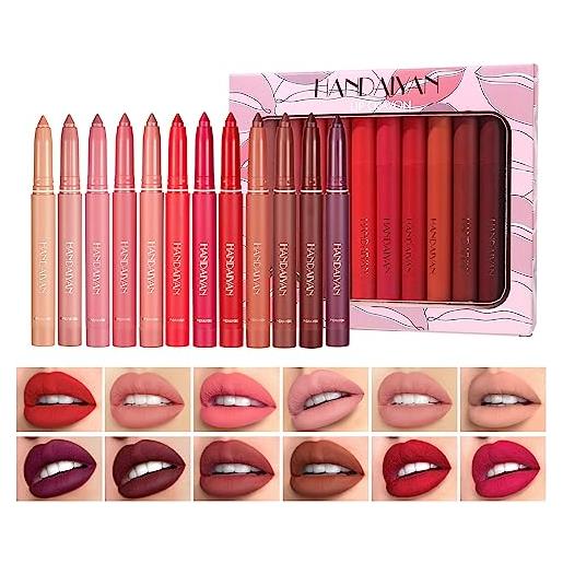 Holzsammlung 12 colori rossetto set, lunga durata opaco matite labbra impermeabile rossetti lucidalabbra, per labbra regalo de compleanno per donna ragazze#b
