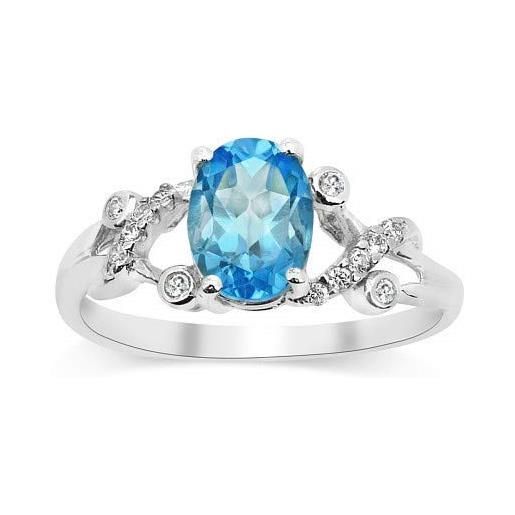 SILVEGO anello da donna in argento 925 con vero topazio blu