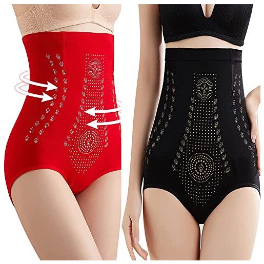 LIAOPUFUS donna body sculping shaper mutande a vita alta mutande hip enhancer shapewear pantaloni addominali comodo e traspirante (6-rosso+nero x, taglia unica)