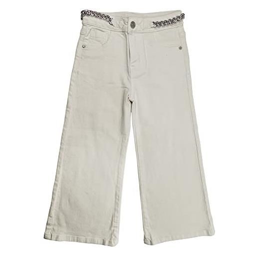KIDSCOOL SPACE jeans per ragazze, piccola grande fascia elastica all'interno pantaloni di jeans elasticizzati a gamba larga, bianco, 7-8 anni
