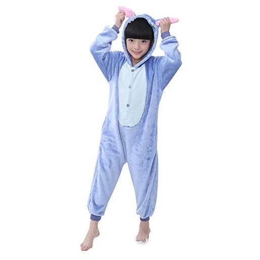 YAOMEI bambini unisex kigurumi pigiama onesie, 2018 ragazza ragazzo anime cosplay halloween natale party costume attrezzatura sleepwear (120-130cm(47''-51''), pink. Stitch)