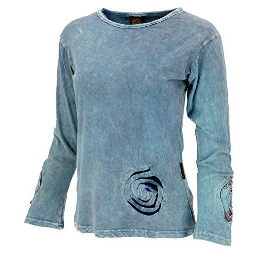 GURU SHOP guru-shop, camicia a maniche lunghe a spirale, blu denim, cotone, dimensione indumenti: s (36), maglioni, felpe a maniche lunghe magliette