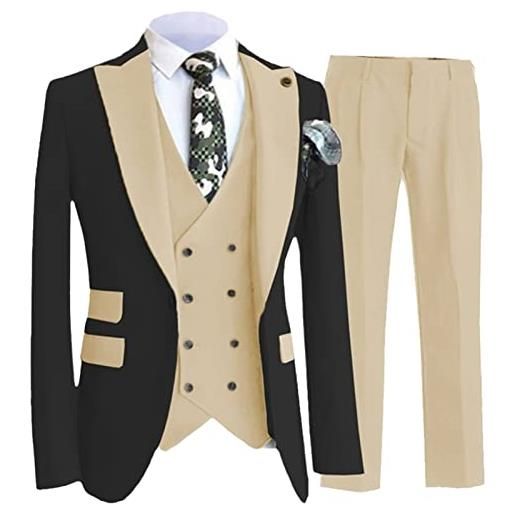 MORISTE casual boutique abito da uomo 3 pezzi set doppio petto partita di colore gilet cappotto blazer pantaloni, champagne, m