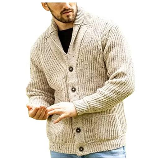 Generic maglione girocollo uomo - maglione da uomo autunno e inverno cappotto lungo in jacquard con bottoni lunghi in maglia calda abbigliamento invernale offerta
