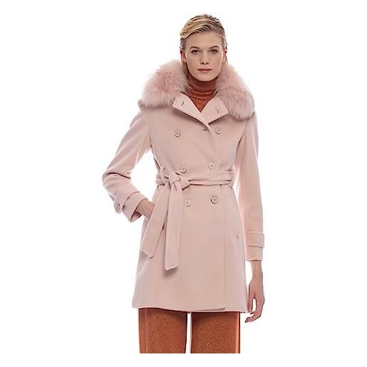 Kocca cappotto doppiopetto con cintura in vita rosa donna mod: ecrueco size: s