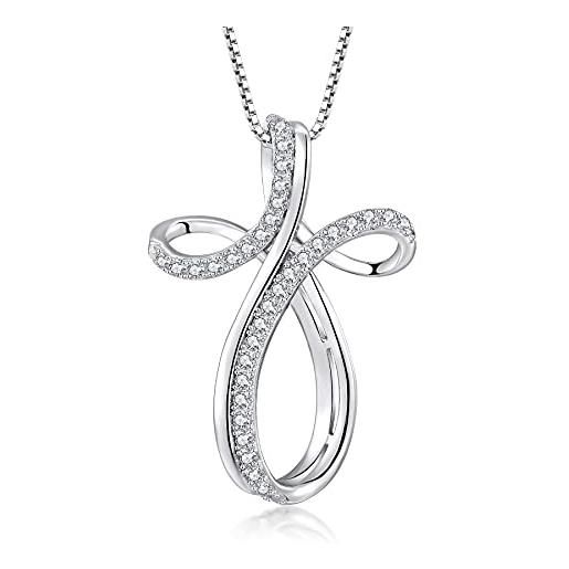 starchenie starnny collana donna croce argento 925 collana bianco 3a zirconi regalo per donna