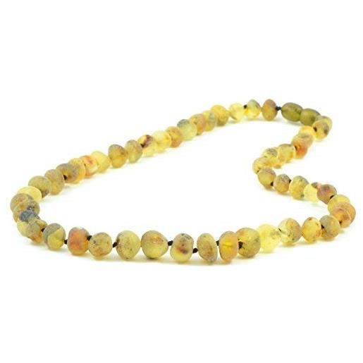 B-A-L collana in ambra grezza per adulti, 45 cm, realizzata a mano con perle di ambra baltica non lucidate, ambra baltica